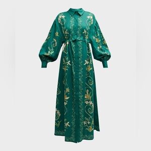 NEW | AGUA BY AGUA BENDITA TAOS ESMERALDA LINEN SHIRT DRESS Sz: XS $930